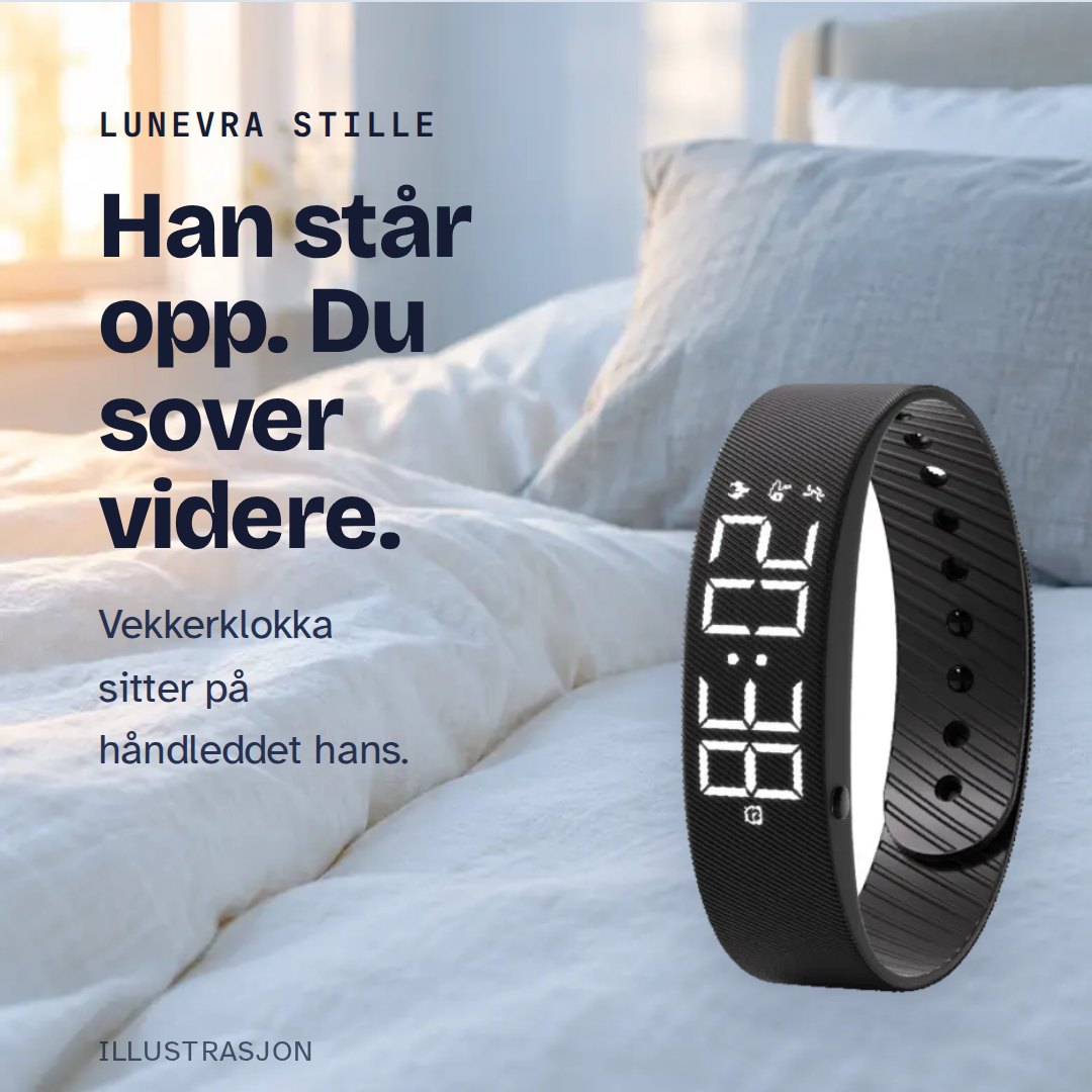 Lunevra Stille, vibrerende vekkerklokke på armbånd